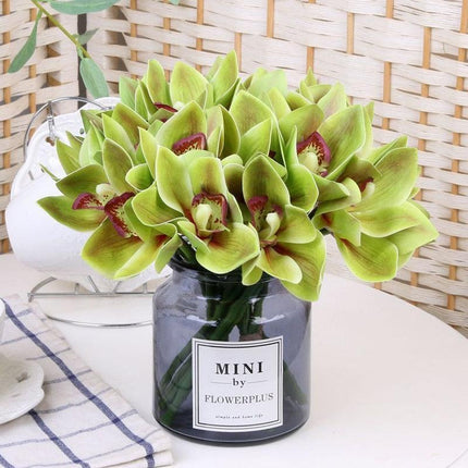 Lifelike 6-Piece Faux Butterfly Orchid Flower Ensemble - Effortless Chic for Every Setting - Très Elite