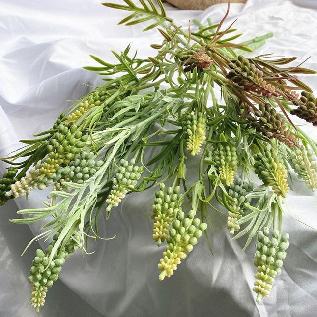 Lifelike Nature-Inspired Plastic Cereal Plant Branches - Set of Realistic Green Accents