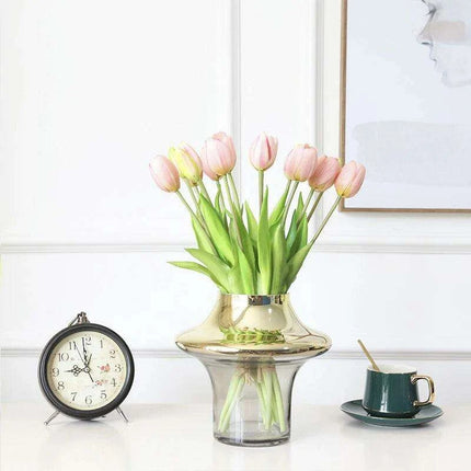 Lifelike Real Touch Tulip Bouquet - Set of 5 Soft Silicone Flowers for Elegant Home and Wedding Decor..