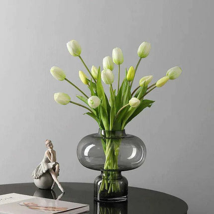 Lifelike Real Touch Tulip Bouquet - Set of 5 Soft Silicone Flowers for Elegant Home and Wedding Decor..