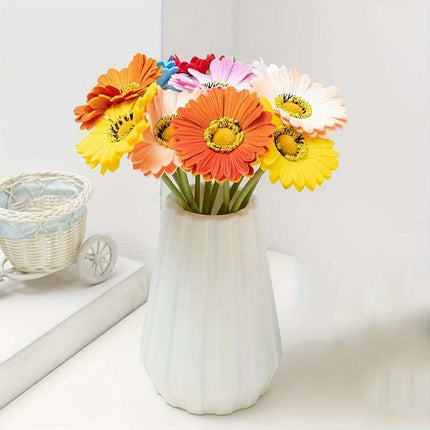 Lifelike Silk Gerbera Daisy Arrangement: Stunning Artificial Floral Decor for Any Occasion..