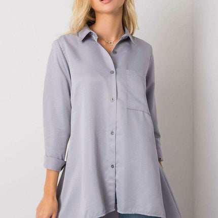 Light Blue Longline Button-Up Shirt - Stylish Comfort for Every Occasion - Très Elite