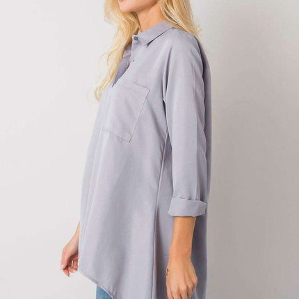 Light Blue Longline Button-Up Shirt - Stylish Comfort for Every Occasion - Très Elite