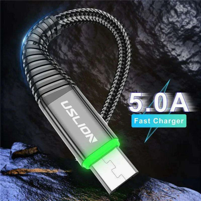 Lightning Speed 5A LED Micro USB Charging Cable - Stylish Data Sync with Illuminated Features