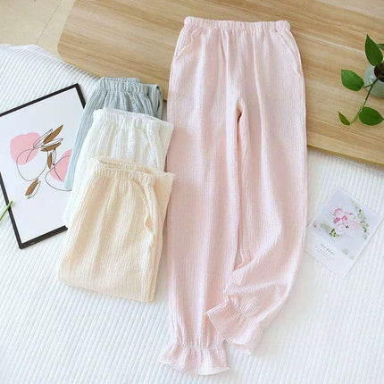 Lightweight Double-Layer Cotton Lounge Pants for Women - Cozy Sleepwear Bottoms - Très Elite