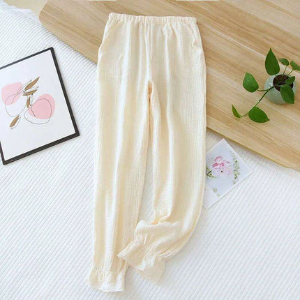 Lightweight Double-Layer Cotton Lounge Pants for Women - Cozy Sleepwear Bottoms - Très Elite