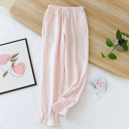 Lightweight Double-Layer Cotton Lounge Pants for Women - Cozy Sleepwear Bottoms - Très Elite