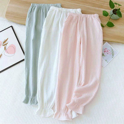 Lightweight Double-Layer Cotton Lounge Pants for Women - Cozy Sleepwear Bottoms - Très Elite
