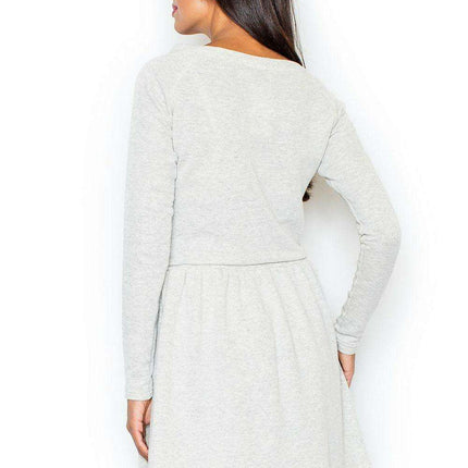 Lightweight Long-Sleeved Cotton Flared Dress with Adjustable Waist Tie - Très Elite