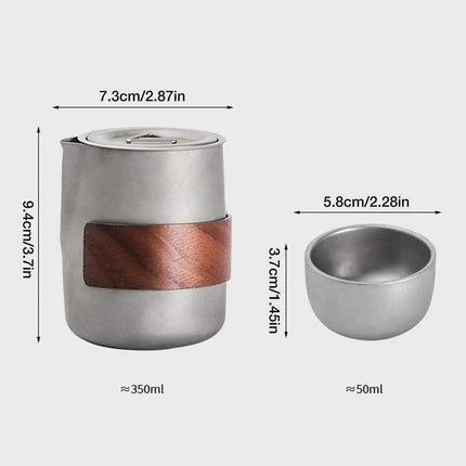 Lightweight Titanium Camping Tea and Coffee Set with Insulated Mugs for Outdoor Adventures - Très Elite