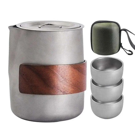 Lightweight Titanium Camping Tea and Coffee Set with Insulated Mugs for Outdoor Adventures - Très Elite