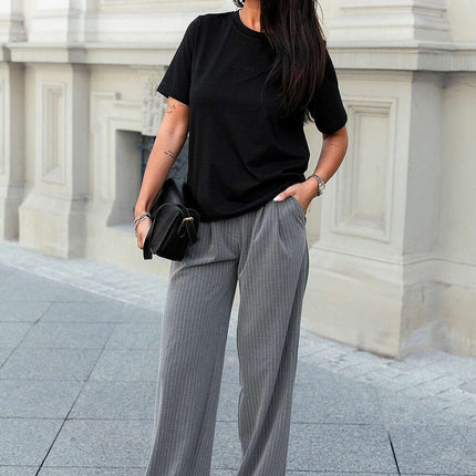 Lilou Trousers 205920 Womens Grey Casual Pants Comfort Fit - Très Elite
