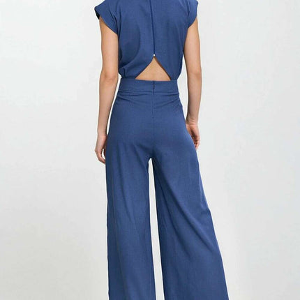 Linen Rayon Jumpsuit Model 213980 Breathable Boat Neck - Très Elite