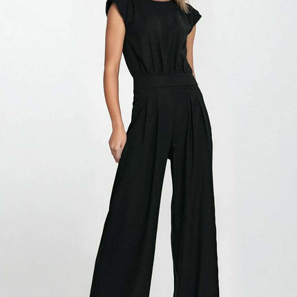 Linen Rayon Jumpsuit Model 213980 Breathable Boat Neck