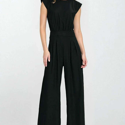 Linen Rayon Jumpsuit Model 213980 Breathable Boat Neck - Très Elite
