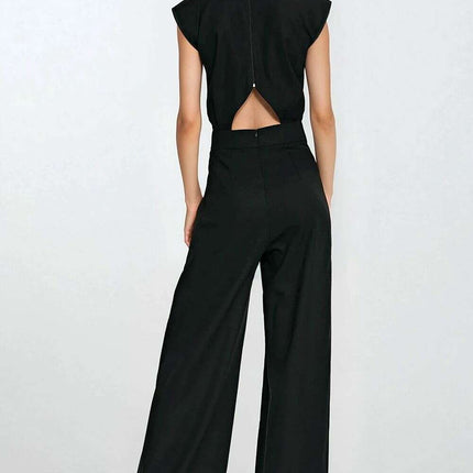 Linen Rayon Jumpsuit Model 213980 Breathable Boat Neck - Très Elite