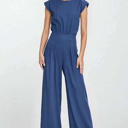 Linen Rayon Jumpsuit Model 213980 Breathable Boat Neck