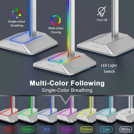 Link Dream Z8 LED Gaming Headset Stand with USB Type-C Connectivity - Elegant Silver Aluminum Earphone Organizer - Très Elite