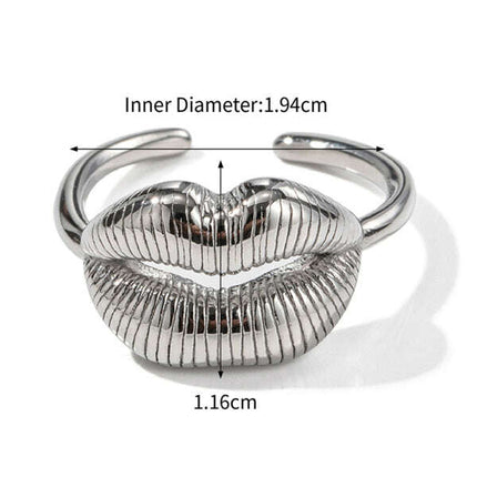 Lip pattern open ring, fashionable ring, individually packaged geometric jewelry - Très Elite