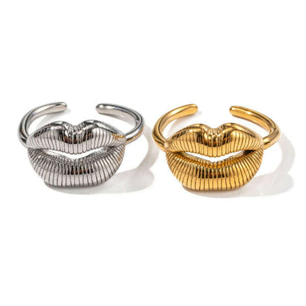 Lip pattern open ring, fashionable ring, individually packaged geometric jewelry - Très Elite