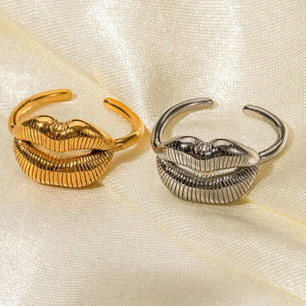 Lip pattern open ring, fashionable ring, individually packaged geometric jewelry - Très Elite