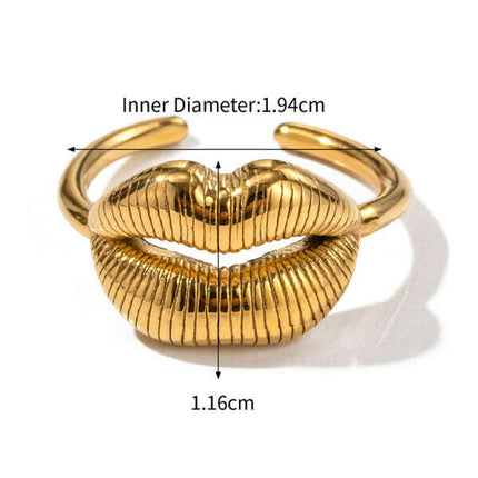 Lip pattern open ring, fashionable ring, individually packaged geometric jewelry - Très Elite