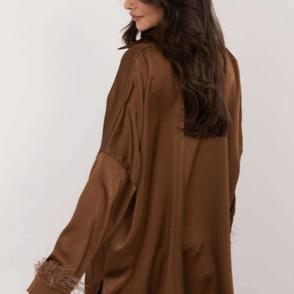 Long Sleeve Shirt 203104 Women Brown Polyester Blend - Très Elite