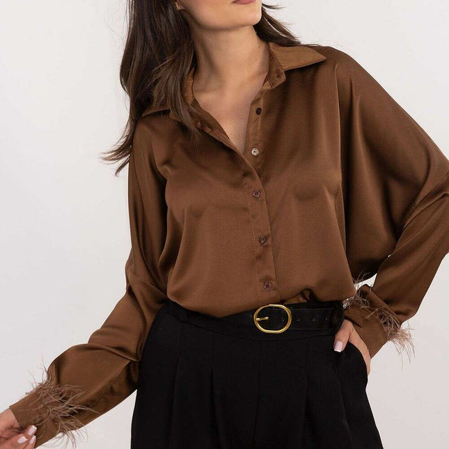 Long Sleeve Shirt 203104 Women Brown Polyester Blend