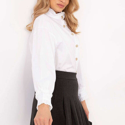 Long Sleeve Shirt Women Cotton Elastane Comfort Fit White - Très Elite