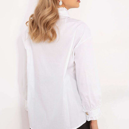 Long Sleeve Shirt Women Cotton Elastane Comfort Fit White - Très Elite