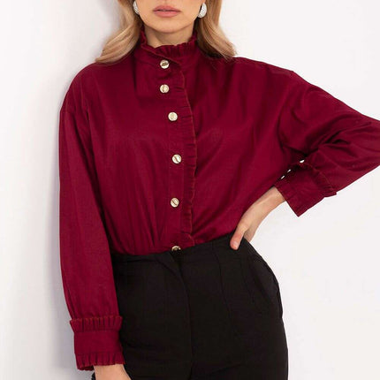 Long Sleeve Shirt Women Cotton Elastane Comfort Fit White - Très Elite