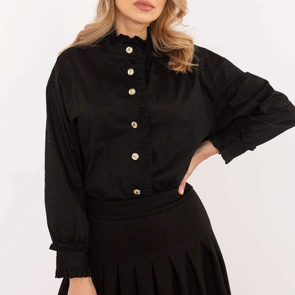 Long Sleeve Shirt Women Cotton Elastane Comfort Fit White - Très Elite