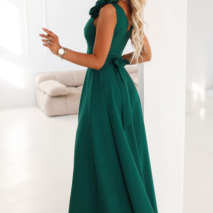 Bottle Green Long Evening Maxi Dress Elegant Silhouette Model 222462 - Très Elite