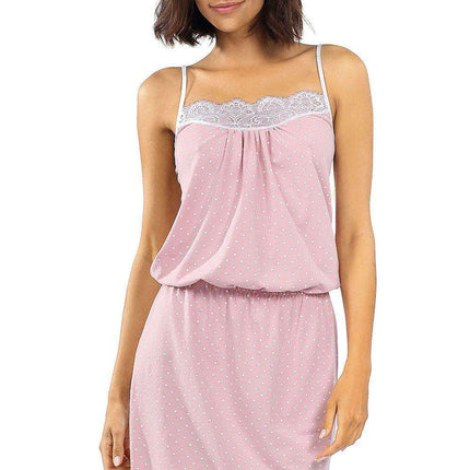 Lorin Polka Dot Lace-Trim Sleep Shirt - Très Elite
