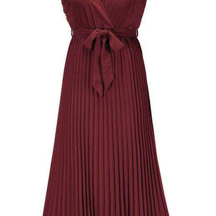 Lotus Blossom Chiffon Dress with Flutter Sleeves and Deep V-Neck - Très Elite
