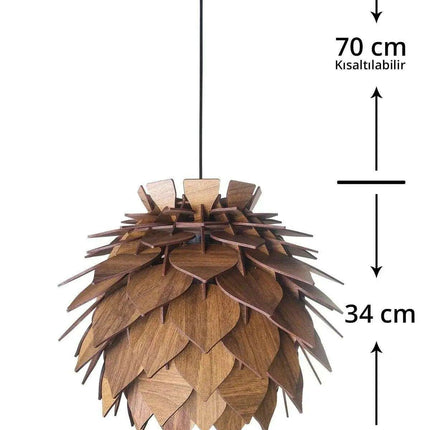 Lotus-Inspired Walnut Pendant Chandelier Light Fixture- Très Elite- Très Elite