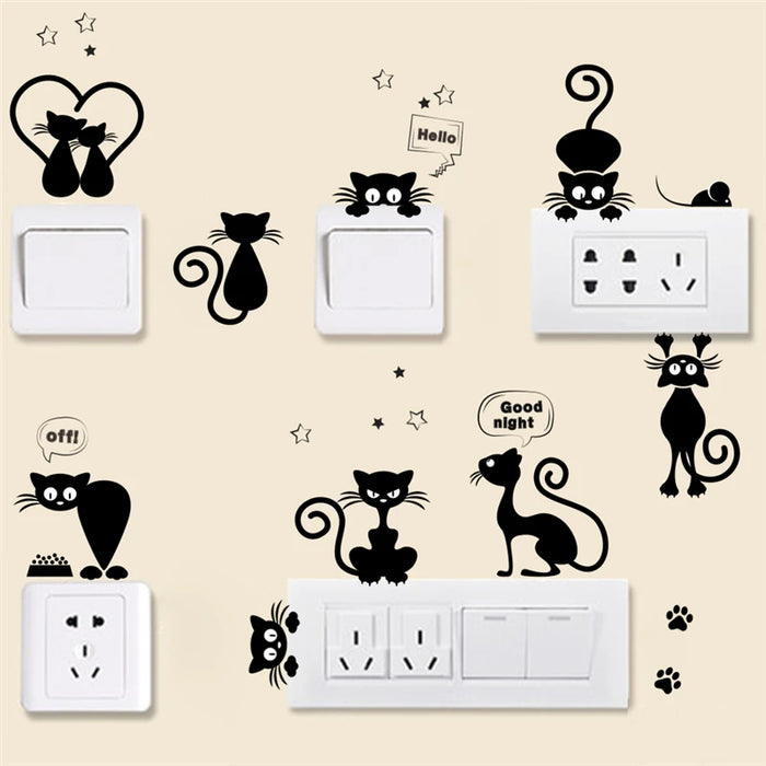 Whimsical Cat Parade Removable Wall Stickers for Kids' Rooms
