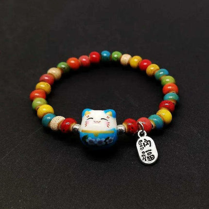 Lucky Cat Beaded Bracelet - Adjustable Harajuku Fashion Statement for Trendy Girls - Très Elite