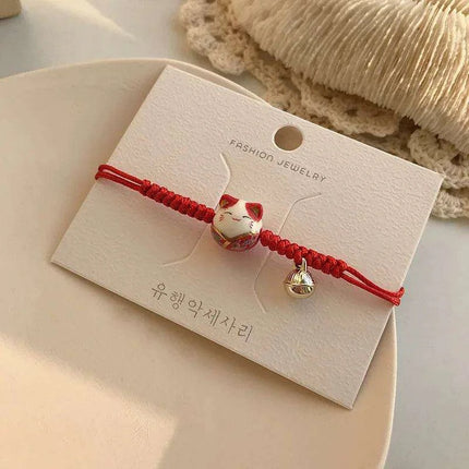 Lucky Cat Beaded Bracelet - Adjustable Harajuku Fashion Statement for Trendy Girls - Très Elite