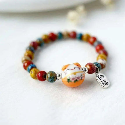 Lucky Cat Beaded Bracelet - Adjustable Harajuku Fashion Statement for Trendy Girls - Très Elite