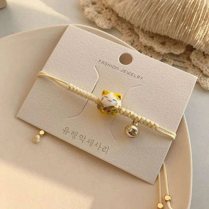 Lucky Cat Beaded Bracelet - Adjustable Harajuku Fashion Statement for Trendy Girls - Très Elite