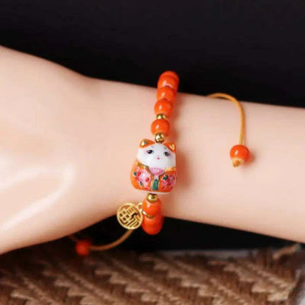 Lucky Cat Beaded Bracelet - Adjustable Harajuku Fashion Statement for Trendy Girls - Très Elite
