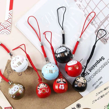 Lucky Cat Keychain with Prosperity Bells - Japanese Charm for Wealth and Good Fortune - Très Elite