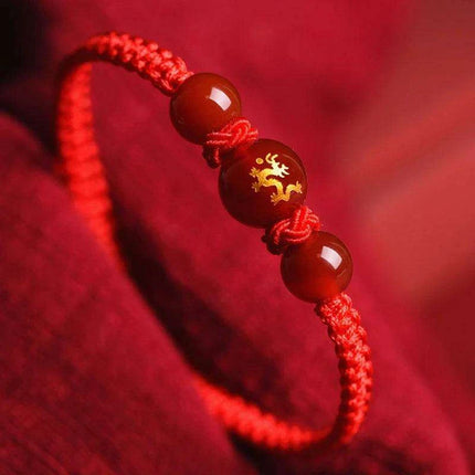 Lucky Dragon Wealth Charm Red Rope Bracelet - 2024 Chinese Zodiac Prosperity Gift - Très Elite
