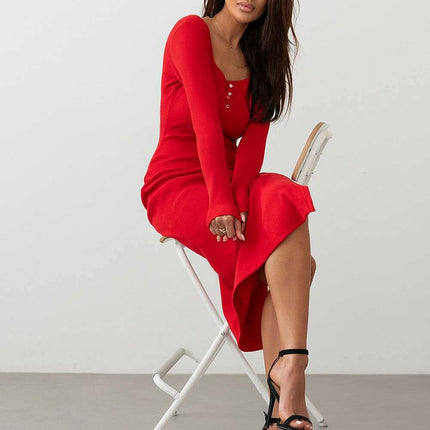 Lumi Midi Evening Dress 205911 With Side Slit Chic Style - Très Elite