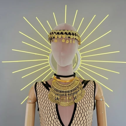 Luminous LED Performance Costume Set with Dazzling Headpiece for Female Artists - Très Elite
