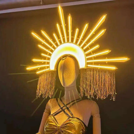 Luminous LED Performance Costume Set with Dazzling Headpiece for Female Artists - Très Elite