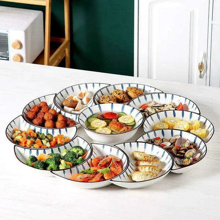 Lunar Elegance: Japanese Ceramic Tableware Set for Stylish Dining Events - Très Elite