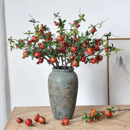 Lush 6-Fruit Faux Pomegranate Branch for Elegant Wedding and Home Decor - Très Elite