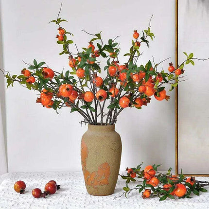 Lush 6-Fruit Faux Pomegranate Branch for Elegant Wedding and Home Decor - Très Elite